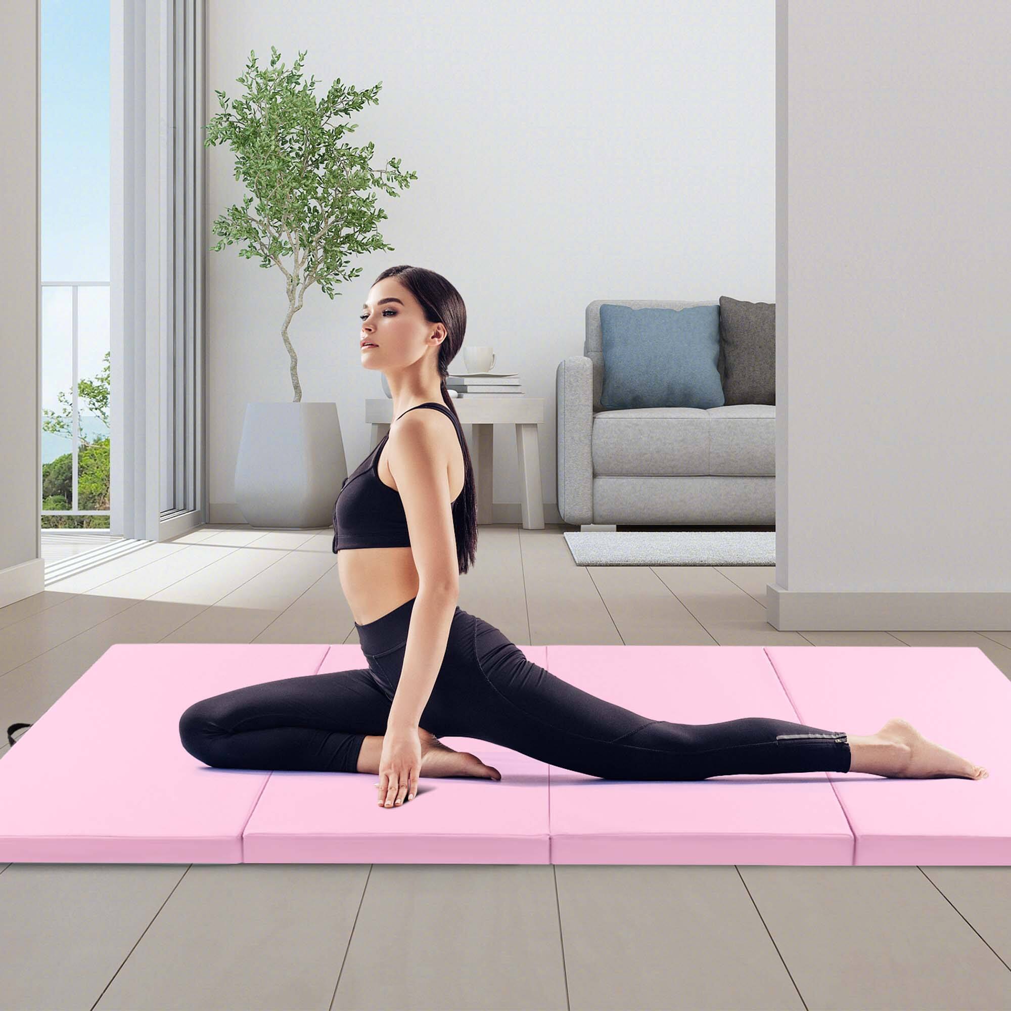Alt View 1. Costway - Costway 10' x 4' x 2" 4-Panel Folding Exercise Mat with Carrying Handles for Gym Yoga - Light Pink.