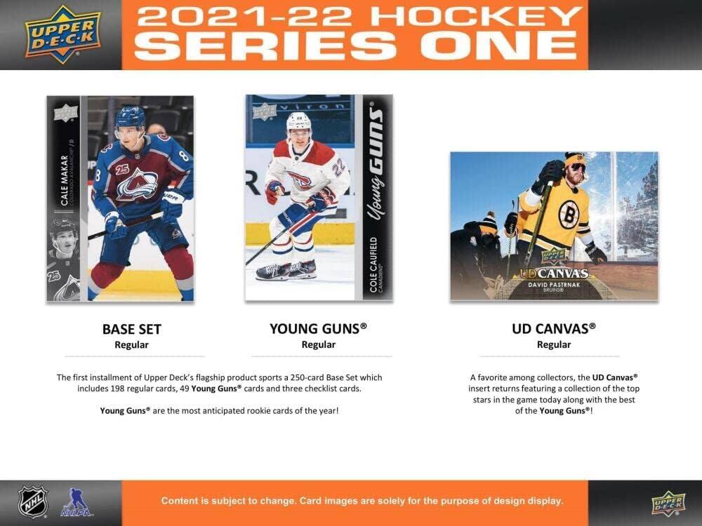 2021-22 HOCKEY UPPER D-E-C-K SERIES ONE

- BASE SET Regular
- YOUNG GUNS® Regular
- UD CANVAS® Regular

The first installment of Upper Deck's flagship product sports a 250-card Base Set which includes 198 regular cards, 49 Young Guns cards and three checklist cards. Young Guns are the most anticipated rookie cards of the year! A favorite among collectors, the UD Canvas® insert returns featuring a collection of the top stars in the game today along with the best of the Young Guns®!

Content is subject to change. Card images are solely for the purpose of design display.