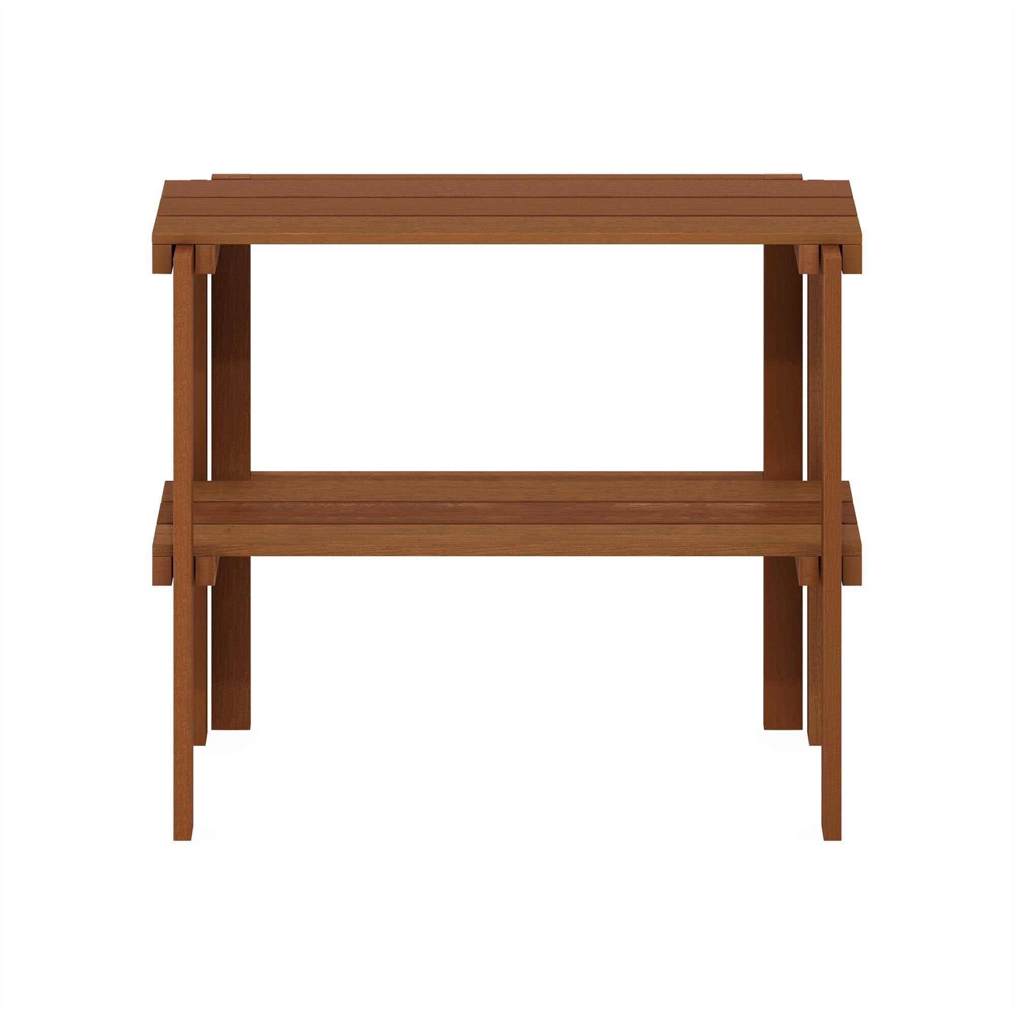 Alt View 2. Furinno - Tioman Outdoor Toolless Multipurpose Display Shelf, Plant Stand, 2-Tier - Natural.