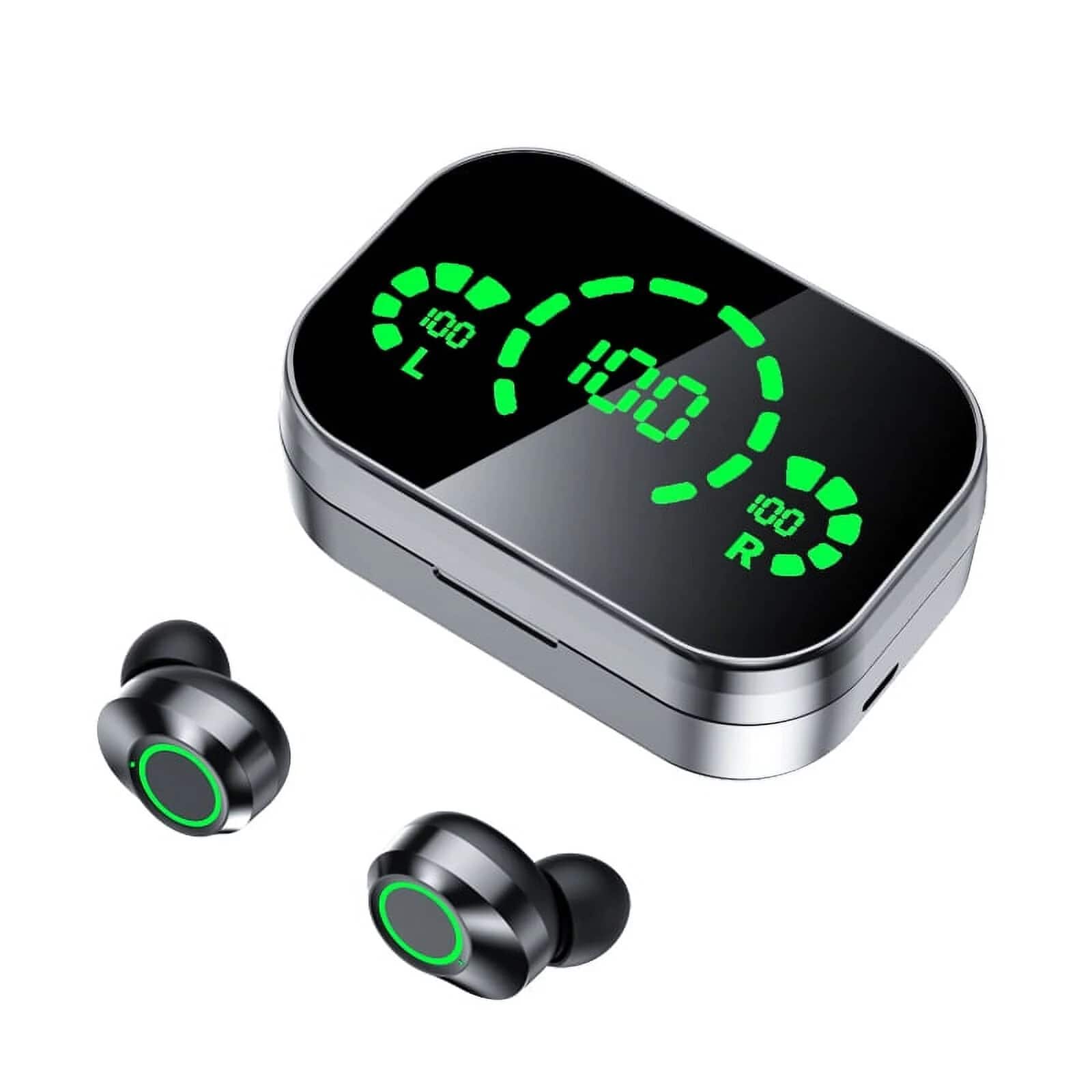 HONGGE - Wireless Bluetooth Earbuds with Charging Case and Touch Control - Silver
