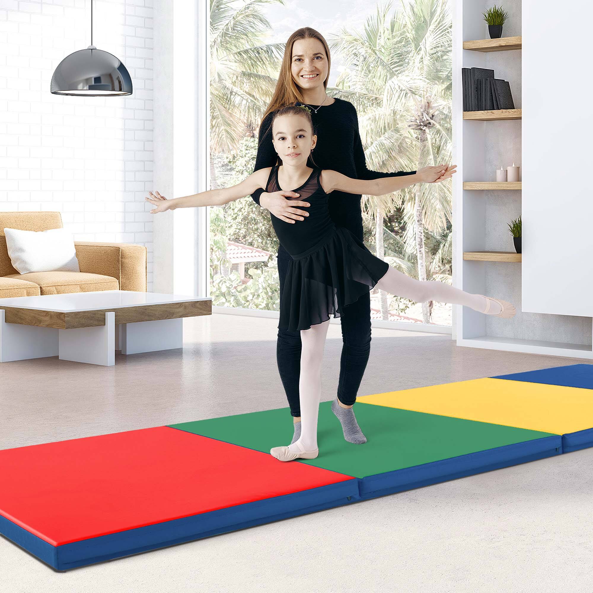 Alt View 3. Costway - Costway 10' x 4' x 2" 4-Panel Folding Exercise Mat with Carrying Handles for Gym Yoga - Colorful.