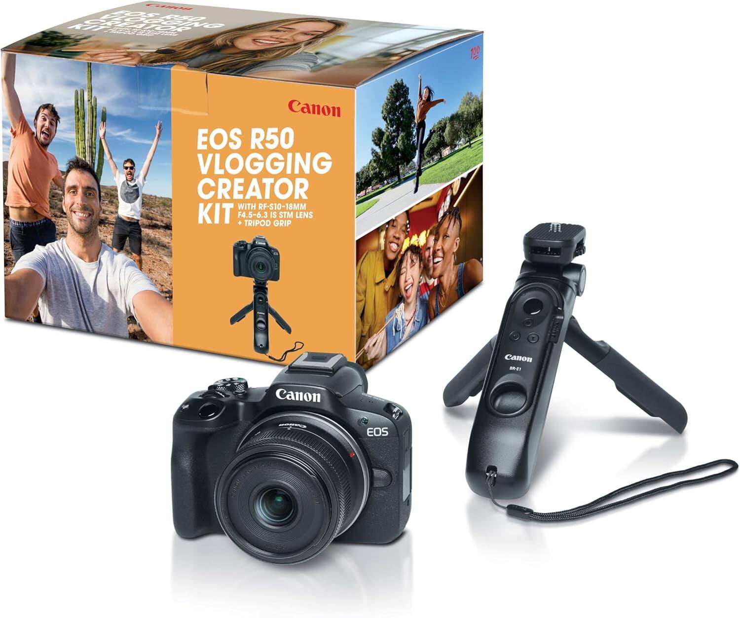 Canon EOS R50 VLOGGING CREATOR WITH RF-S10-18MM KIT . F4.5-6.3 TRIPOD IS GRIP STM LENS