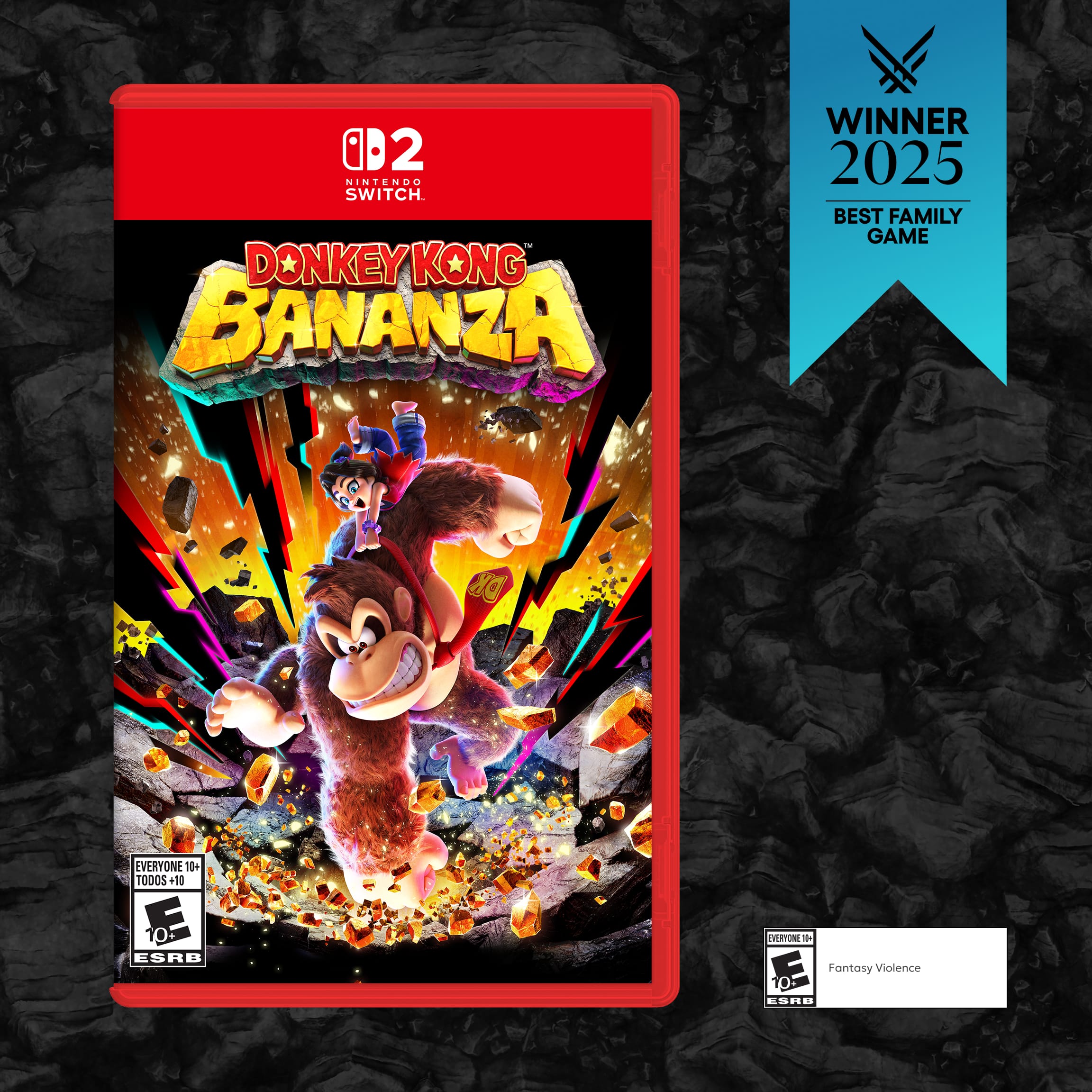 Nintendo Switch - Donkey Kong Bananza  
Winner 2025 Best Family Game  
Everyone 10+  
ESRB: Fantasy Violence - E10+ (Everyone 10+)