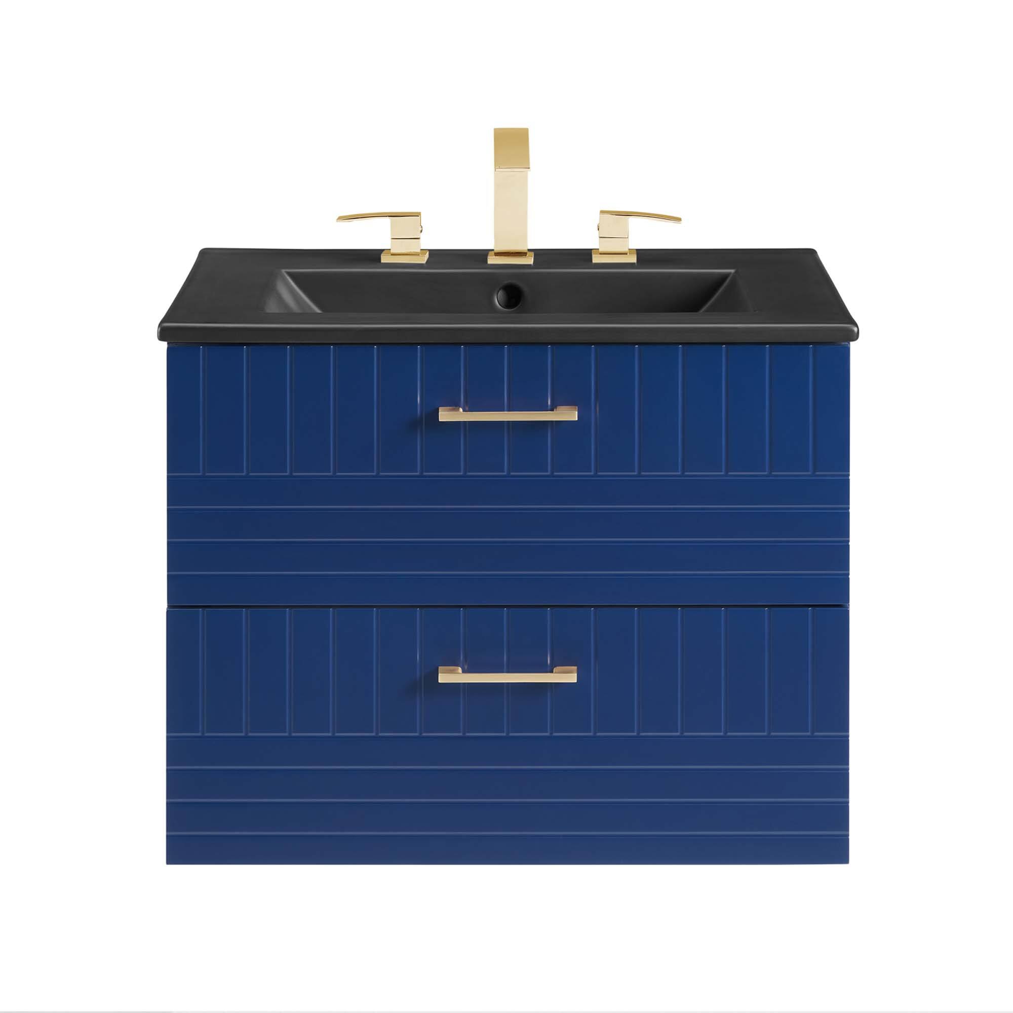 Alt View 3. Modway - Daybreak Wall-Mount Bathroom Vanity Basin Included by Modway - Blue Black.