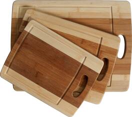 Heim Concept - 3-Piece Organic Bamboo Cutting Board Set with Drip Groove - Brown