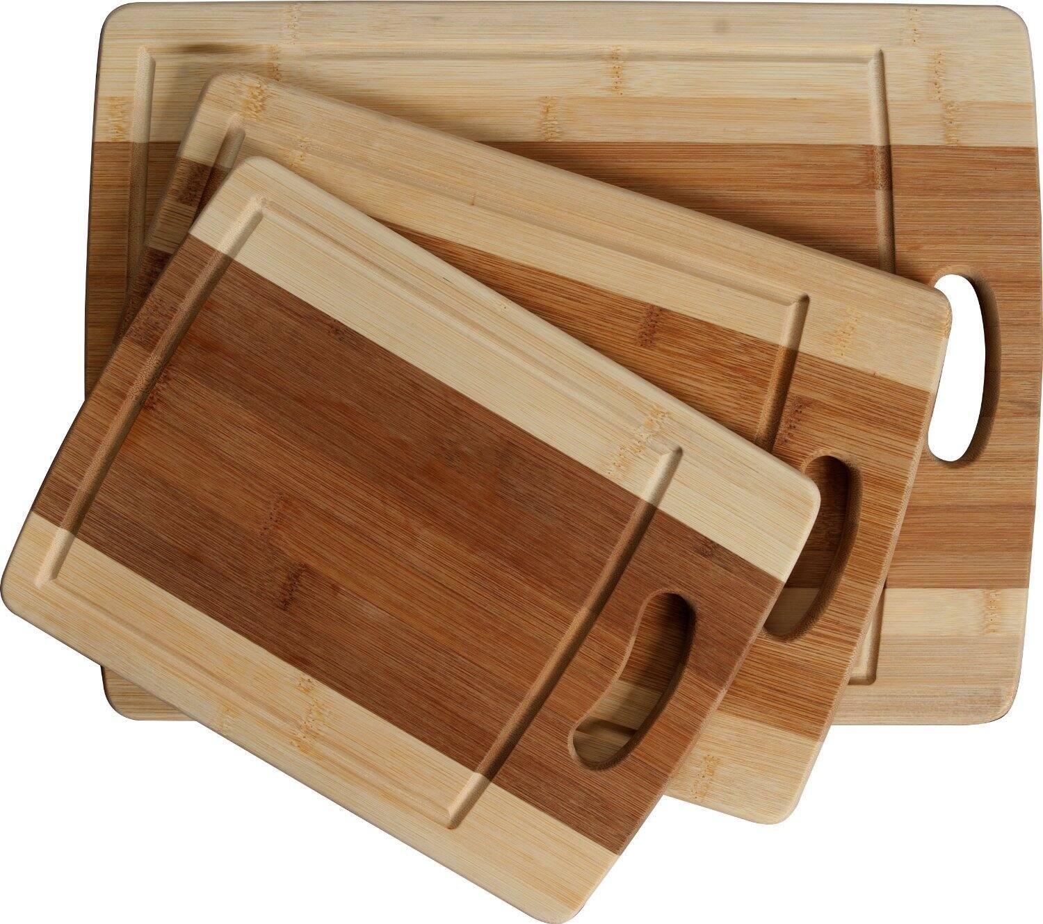 Front. Heim Concept - Heim Concept 3-Piece Organic Bamboo Cutting Board Set with Drip Groove - Brown.