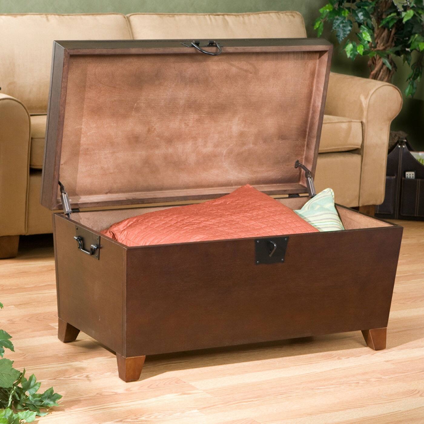 Angle. Hivvago - Contemporary Lift Top Coffee Table Storage Trunk in Espresso Finish - Espresso Finish.