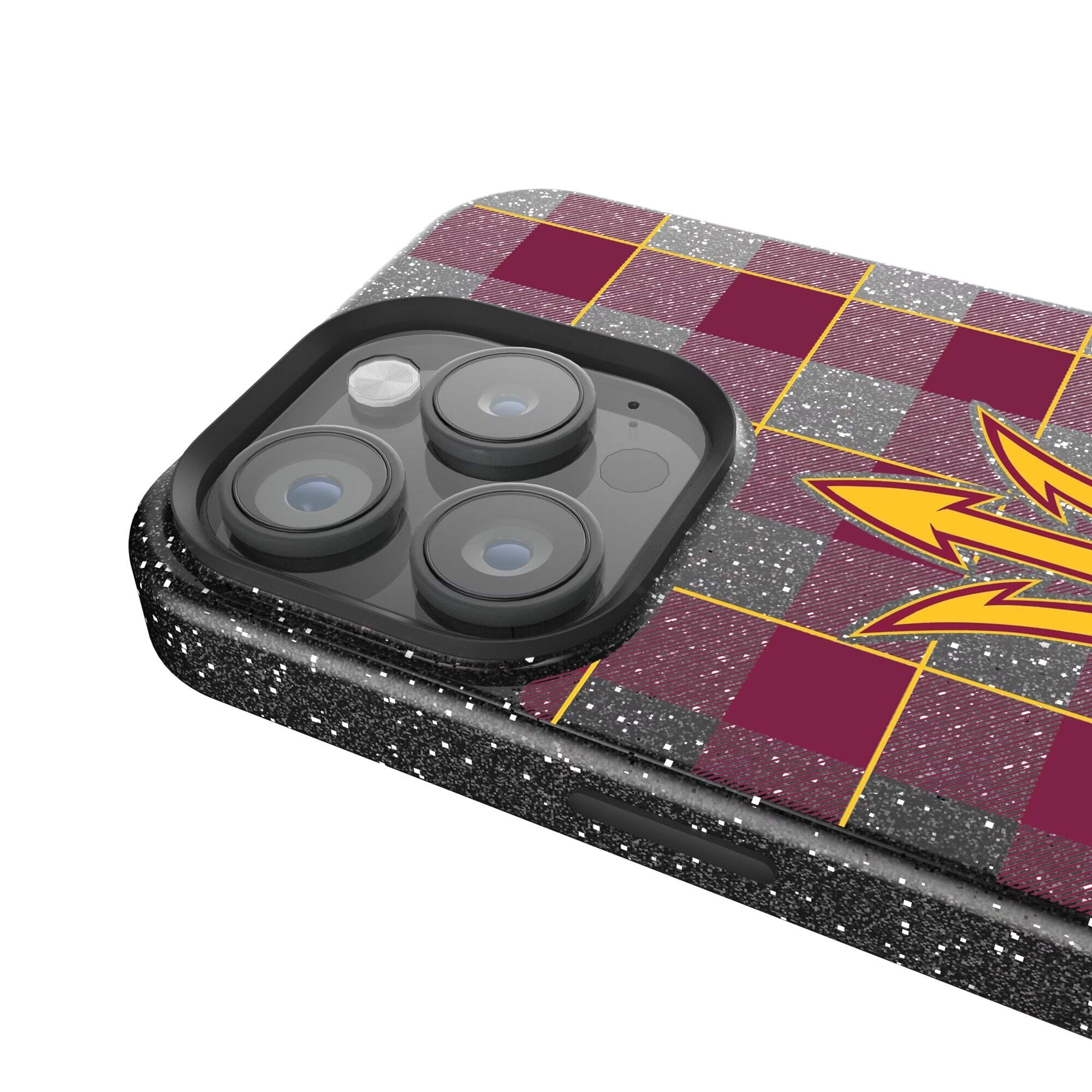 Alt View 3. Keyscaper - Arizona State Sun Devils Plaid Bling iPhone Case - 16 Plus - Black.