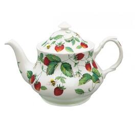 Jiallo - Roy Kirkham Teapot - Alpine Strawberry, Bone China Ceramic Made in England - Multi Color