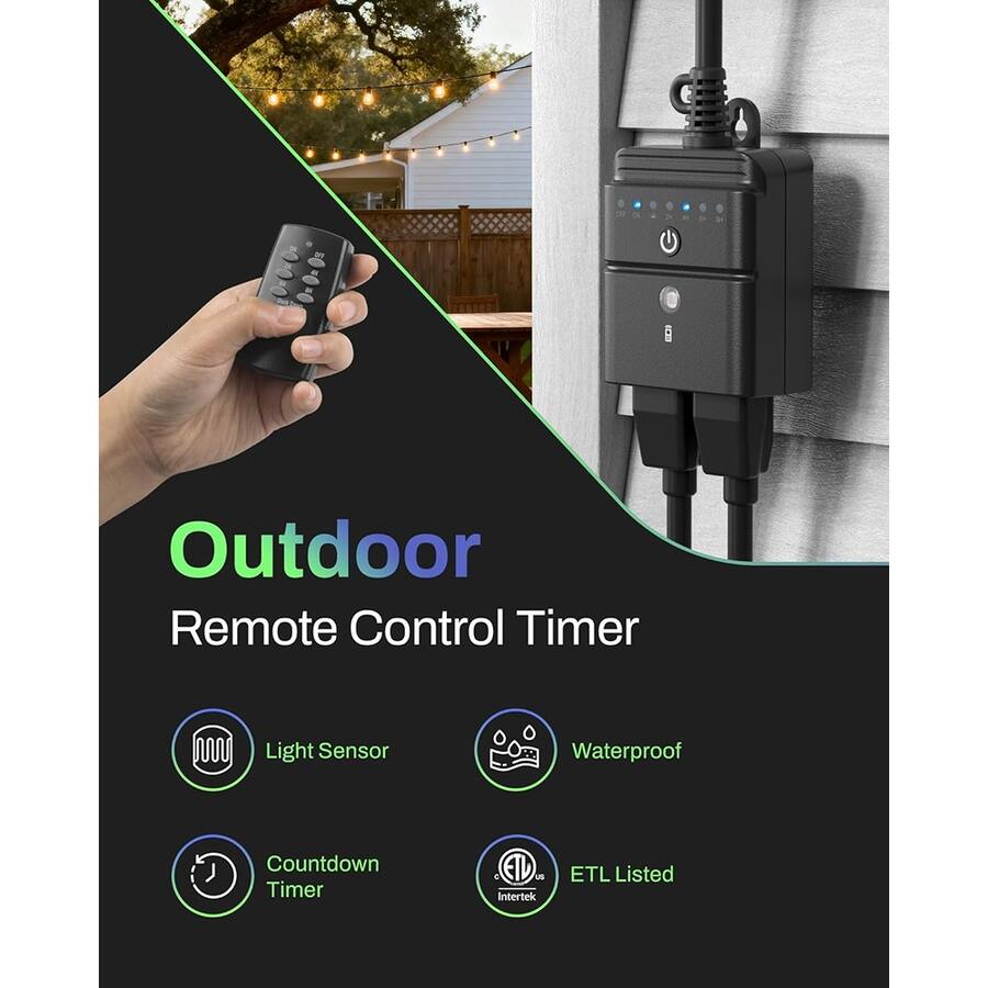 RTMB Outdoor Remote Timer with Dusk to Dawn Sensor and Waterproof ...