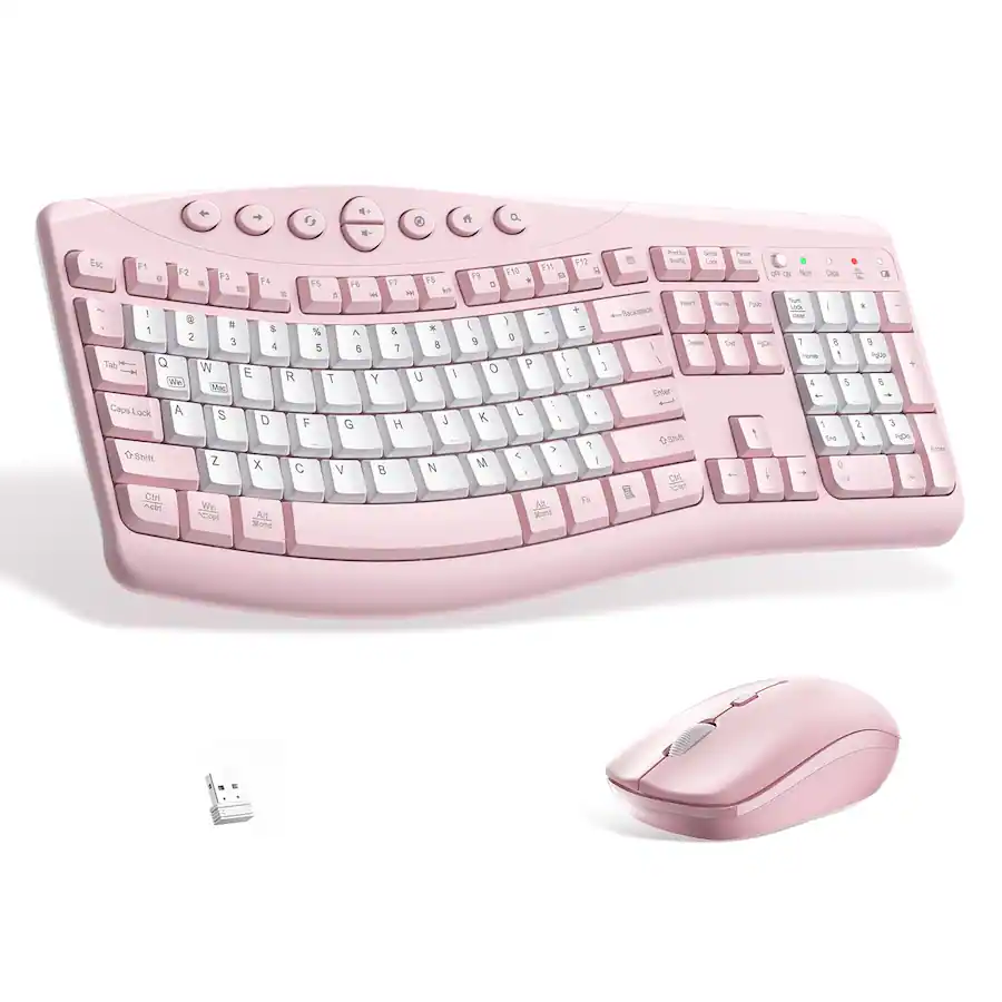 Linux Us Keyboard Layout Bundle HESVAP Silent Ergonomic Wireless Keyboard and Mouse Combo, Full ...