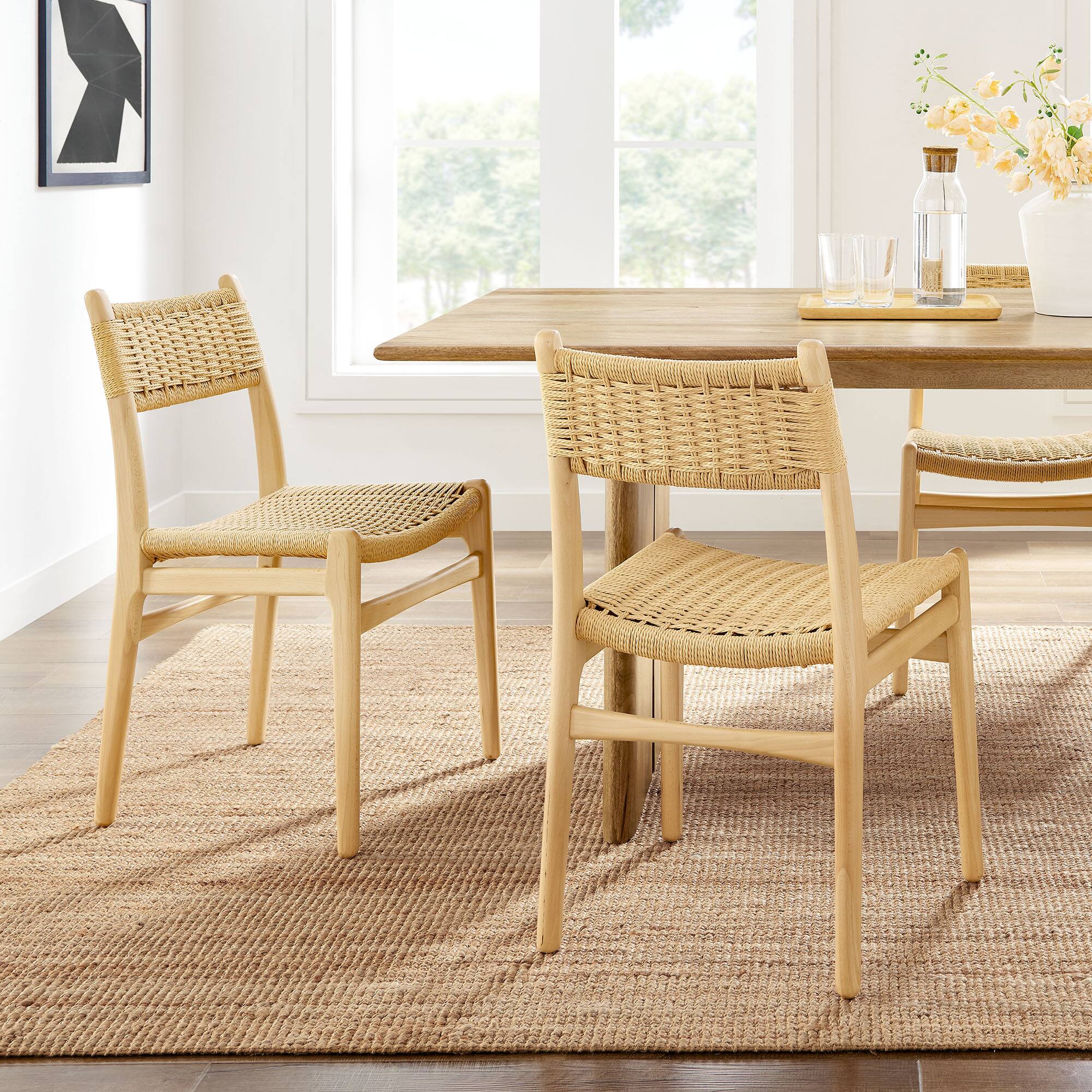 Alt View 6. Modway - Wynn Rope and Wood Dining Side Chairs Set of 2 by Modway - Brown.