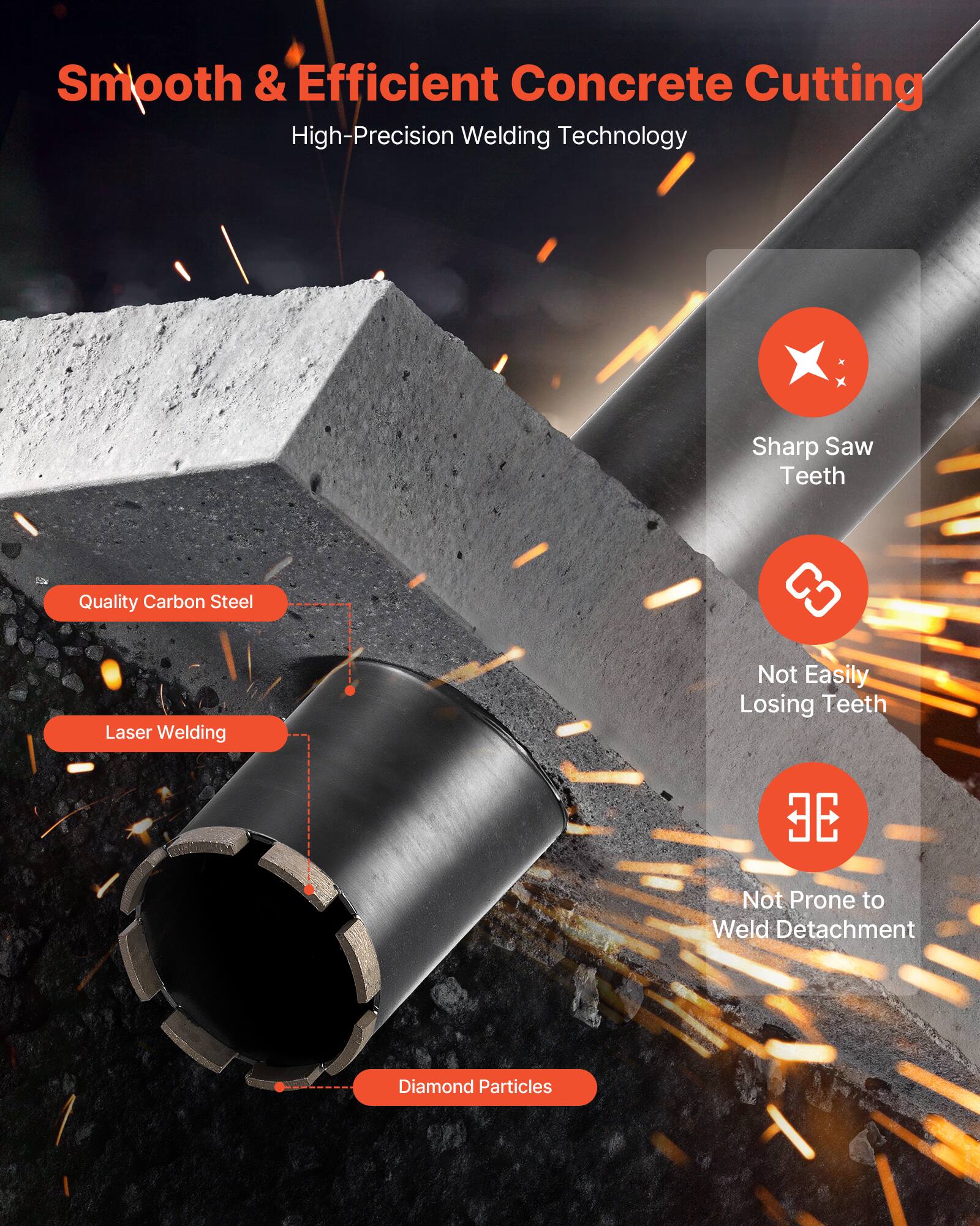 Smooth & Efficient Concrete Cutting  
High-Precision Welding Technology  

- Quality Carbon Steel  
- Laser Welding  
- Sharp Saw Teeth  
- Not Easily Losing Teeth  
- Not Prone to Weld Detachment  
- Diamond Particles