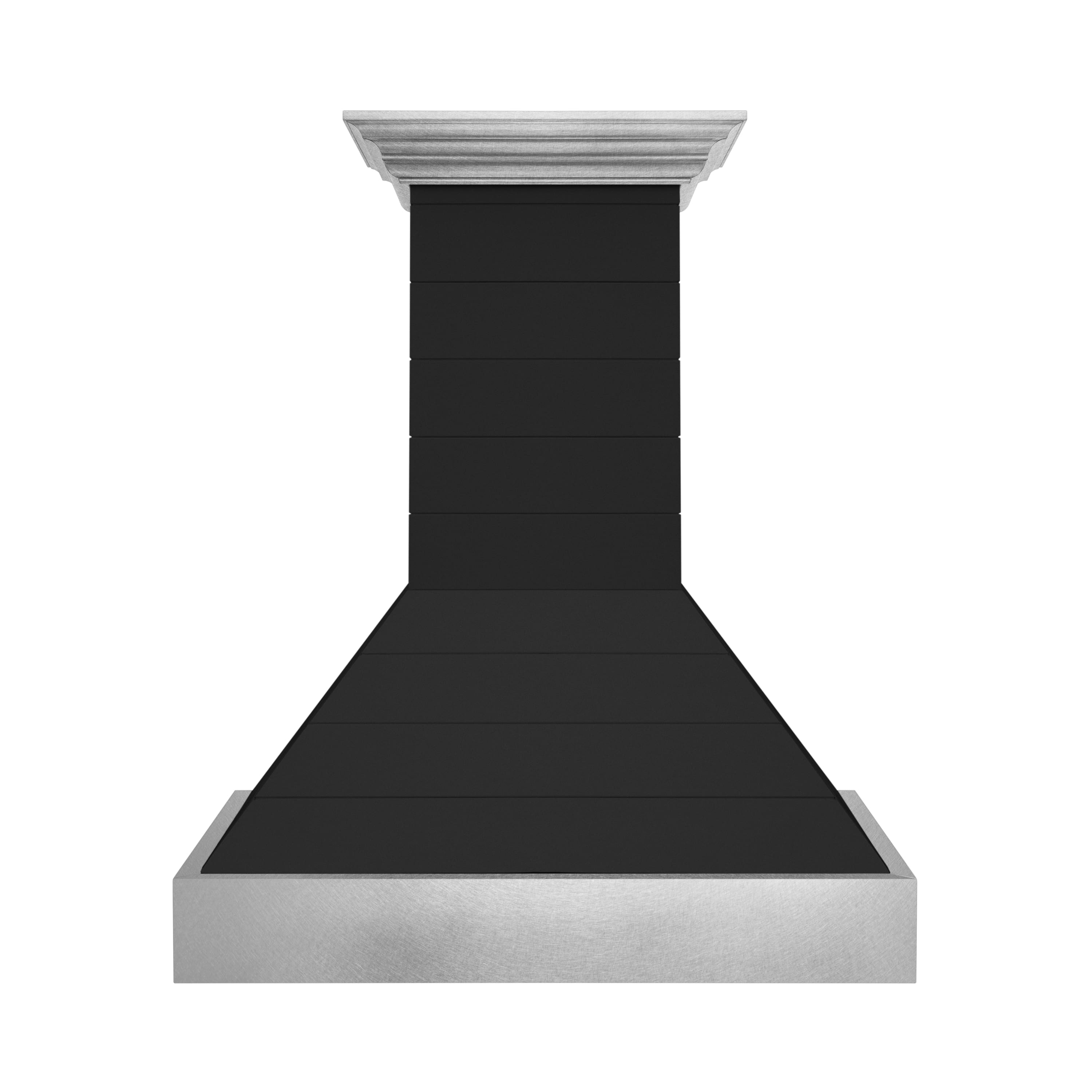 Front. ZLINE - ZLINE 36 in. Wooden Wall Mount Range Hood in Rustic Shiplap Black Finish with Stainless Steel Accents (365CC-36) - Black.