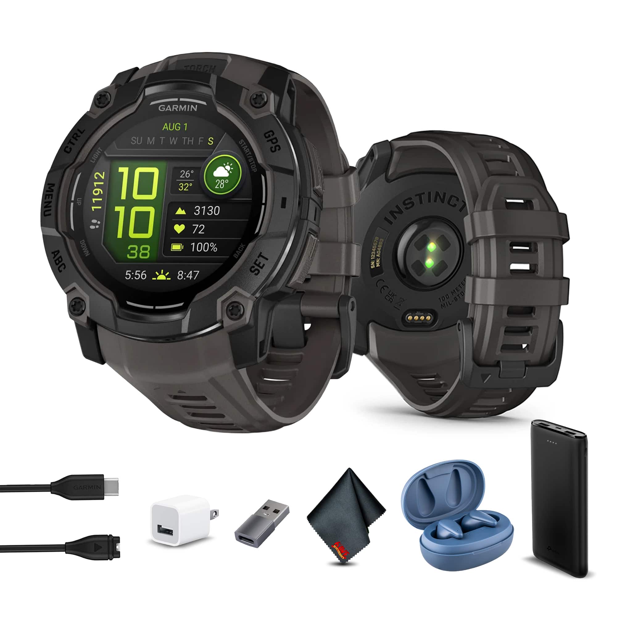 garmin235ｊ Garmin Instinct 3 45mm AMOLED Outdoor GPS Smartwatch Built in