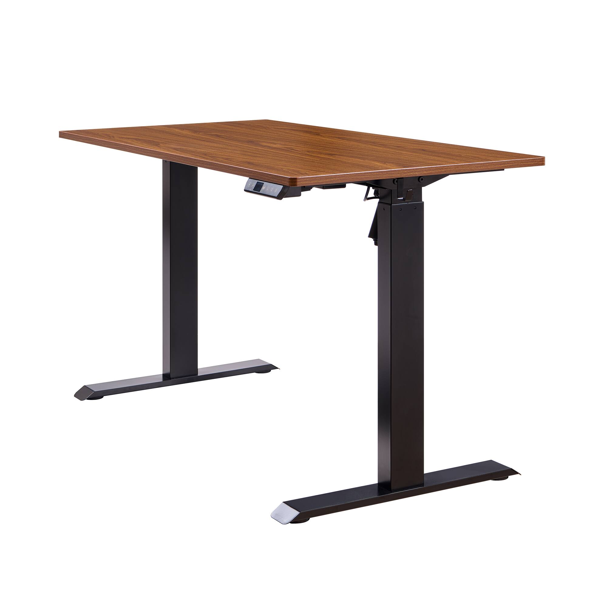 Left. GOODSILO - Adjustable Height Electric Standing Desk - 48x24 Inch Sit Stand Home Office Desk - Mahogany.