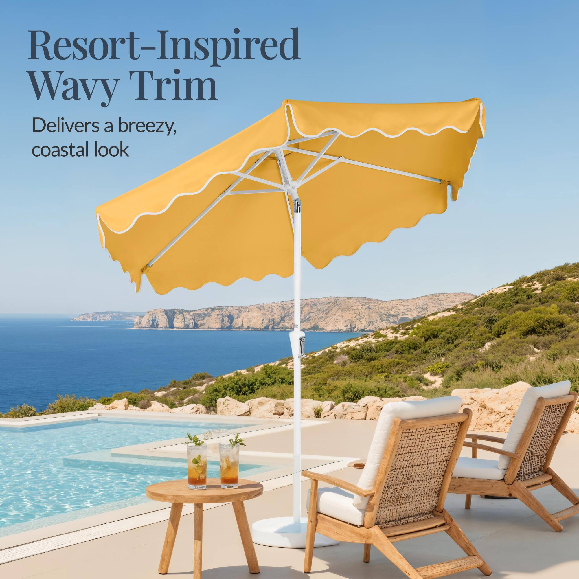 Resort-Inspired Wavy Trim  
Delivers a breezy, coastal look