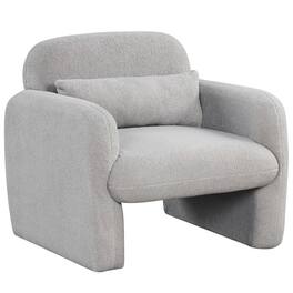 Pefilos - Modern Accent Chair with Waist Pillow and Armrests for Indoor as Home Living Room Bedroom - Gray