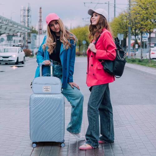 Alt View 6. Winado - Luggage Sets 3 Piece PP Hardshell Carry on Suitcase with Bags Lightweight Suitcase Sets with Spinner Wheels TSA Lock - Blue.