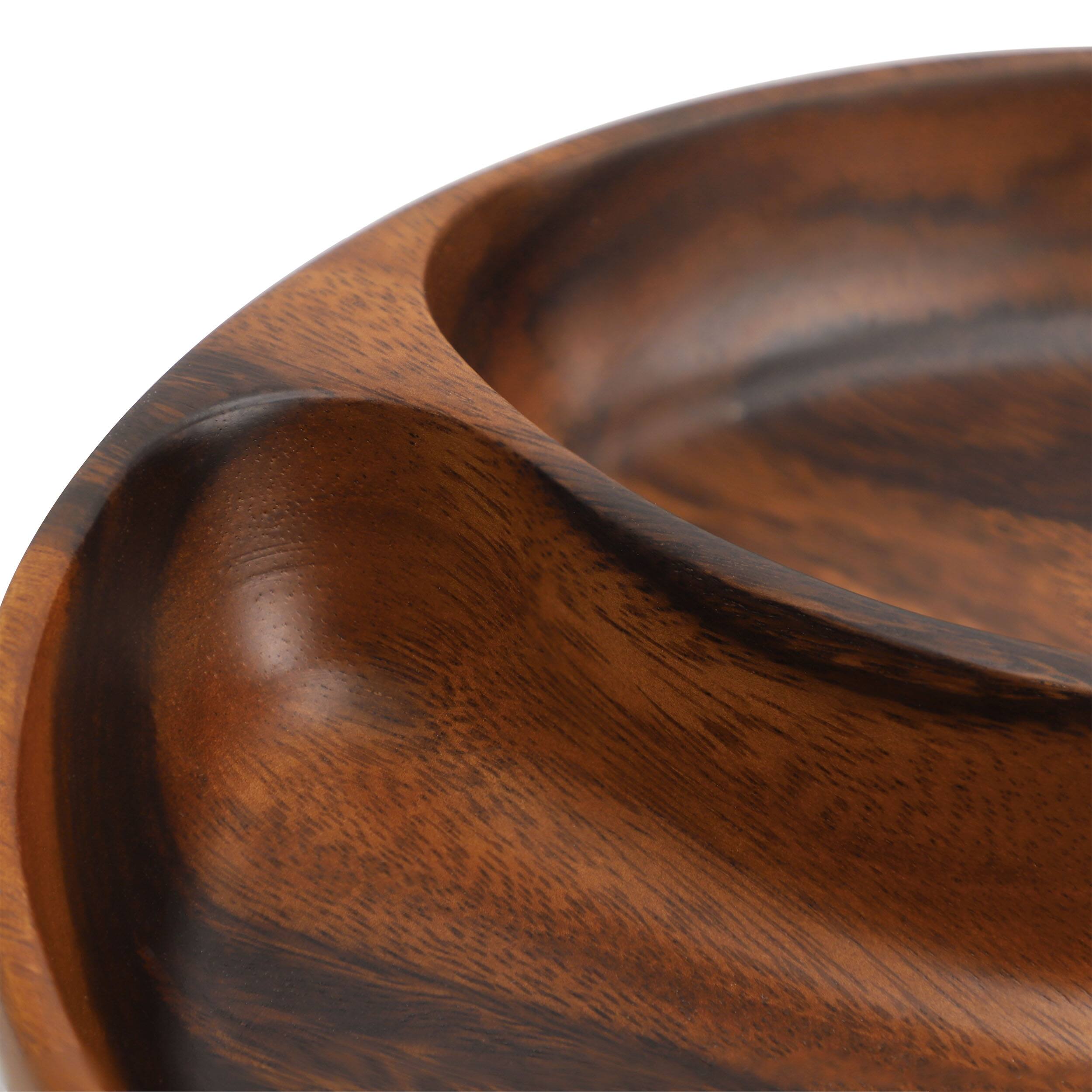 Alt View 4. MegaChef - MegaChef 10 Inch Acacia Wood Divided Serving Bowl in Dark Brown - Brown.