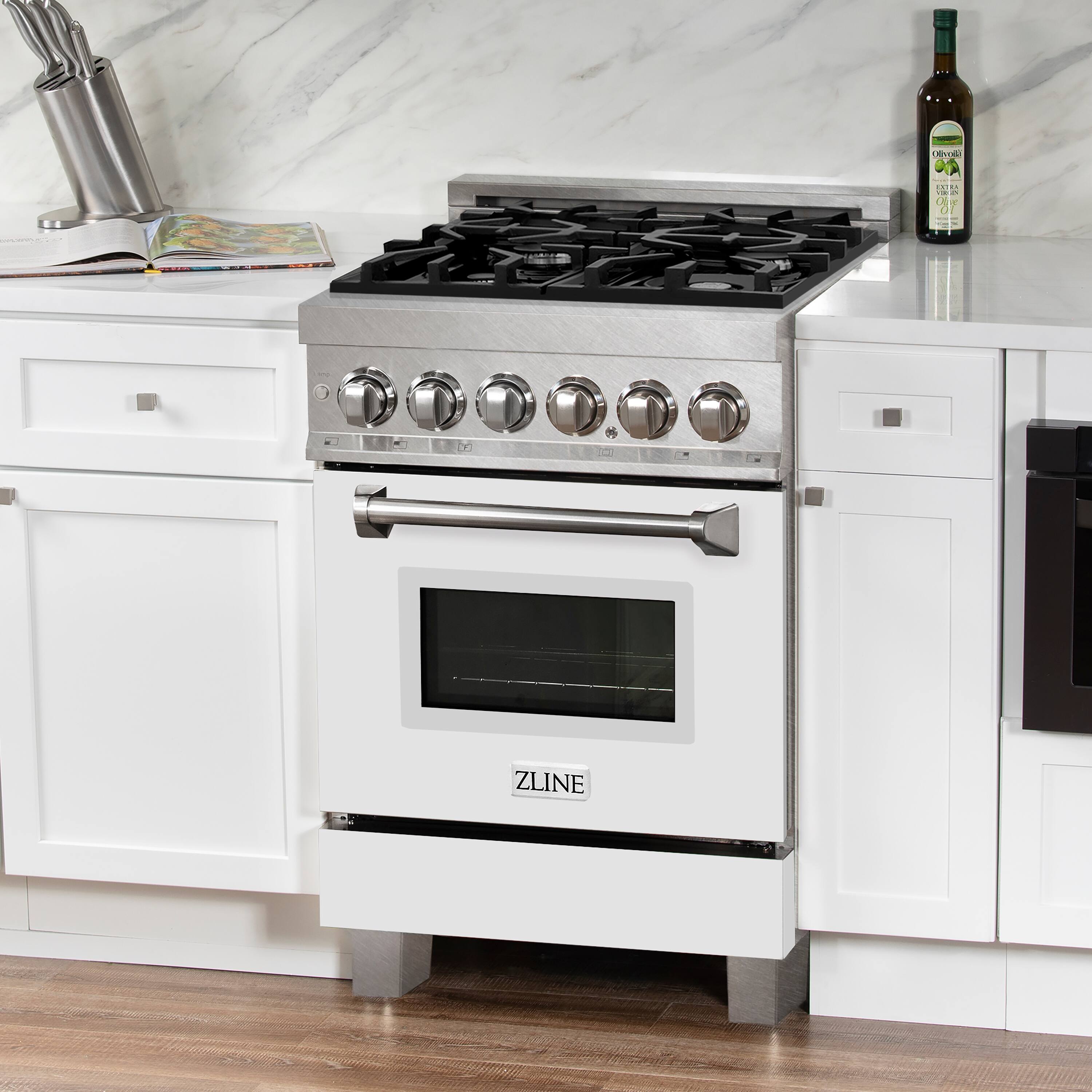 Alt View 11. ZLINE - ZLINE 24 in. Legacy Dual Fuel Range in Satin Stainless Steel w/ White Matte Door (RAS-WM-24) - Stainless steel.