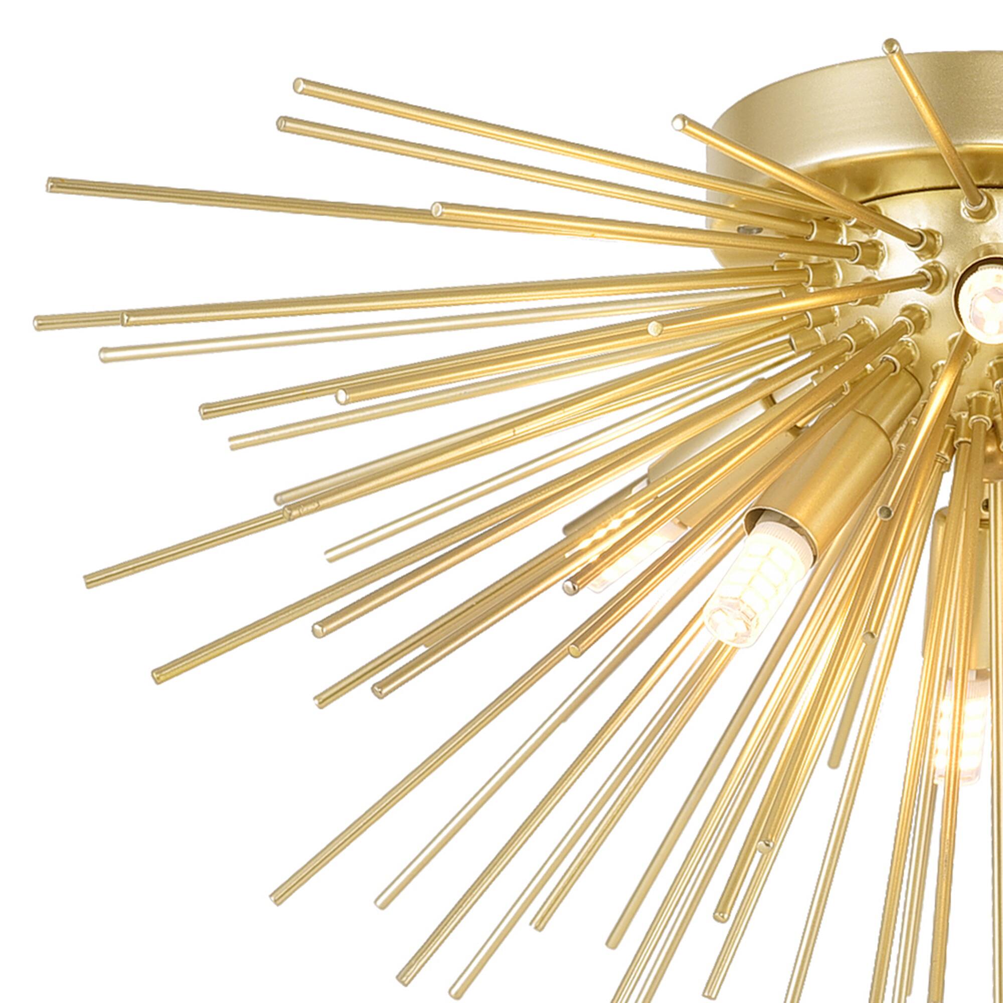 Angle. CWI Lighting - Savannah 6 Light Flush Mount With Gold Leaf Finish - Gold Leaf.