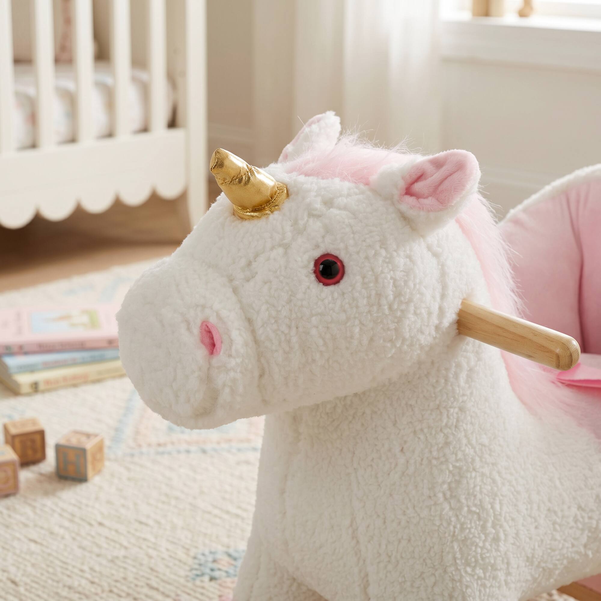Alt View 8. Qaba - Baby Rocking Horse, Kids Ride on Toy with Realistic Sound - White.
