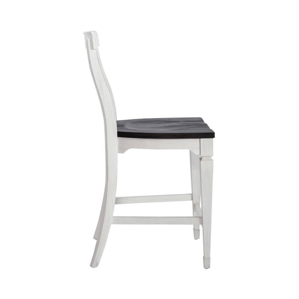 Left. Liberty Furniture Industries - Allyson Park Counter Height Slat Back Chair in Wirebrushed White w/ Charcoal Top - White.