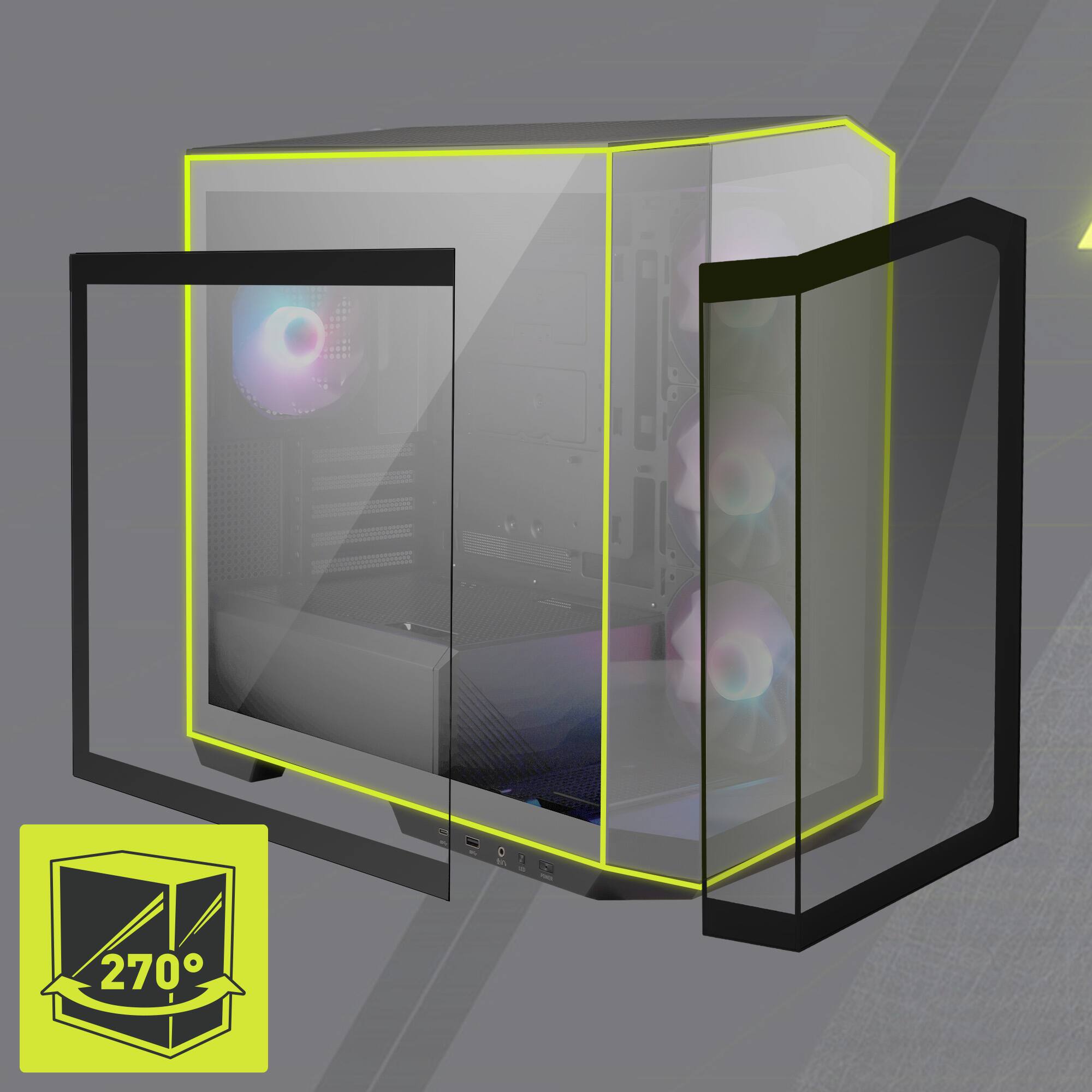 Alt View 5. MSI - MAG PANO 100R PZ ATX Mid-Tower PC Case - Black.