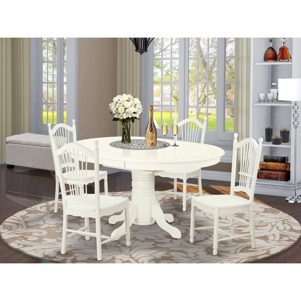 Left. East West Furniture - Dining Room Set Linen White - Brown.