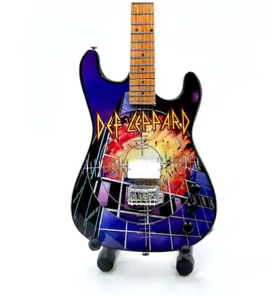 Front. PopMarket - Def Leppard - The Mini Axe - Def Leppard - Pyromania - Mini Guitar Replica Collectible - COLLECTIBLES - Multicolor.