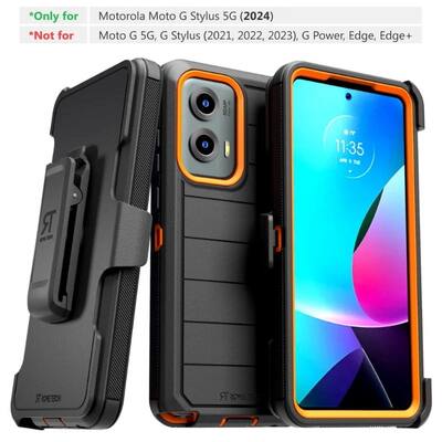 Rome Tech Shockproof Holster Cell Phone Case for Moto G Stylus 5G, Black Rome Tech Shockproof Holster Cell Phone Case for Moto G Stylus 5G, Black