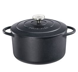 Kuchenprofi - Provence Enameled Cast Iron Round Dutch Oven, 11" dia., 7 qt - Classic Black