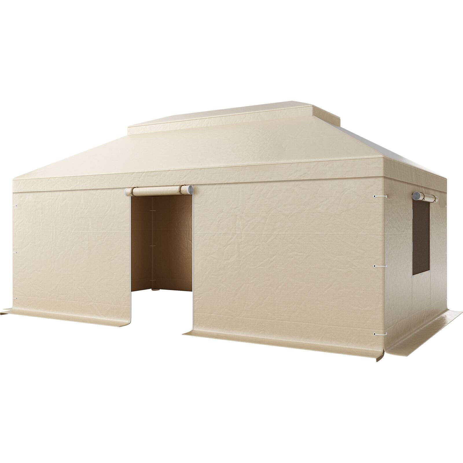 Alt View 5. VEVOR - Winter Gazebo Cover Fits 12 x 20 ft Hardtop Gazebos,All-Weather Double-Tiered Gazebo Cover with Sidewalls & Mesh Windows - Beige.