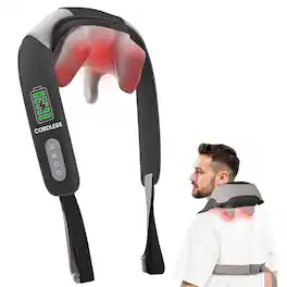 DORLUKFU - Cordless Neck and Shoulder Massager with Heat, Shiatsu Neck Back Massager Deep Tissue, 3 Massage Intensity & 2 Heating