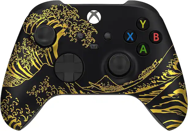 Front. Custom Controllerzz - Custom Wireless Controller for Xbox Series X|S, Xbox One, & PC - Golden Waves.