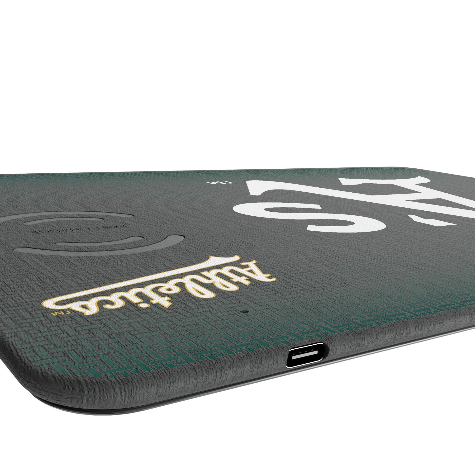 Alt View 2. Keyscaper - Athletics Linen Print Wireless Charger & Mouse Pad - Black.