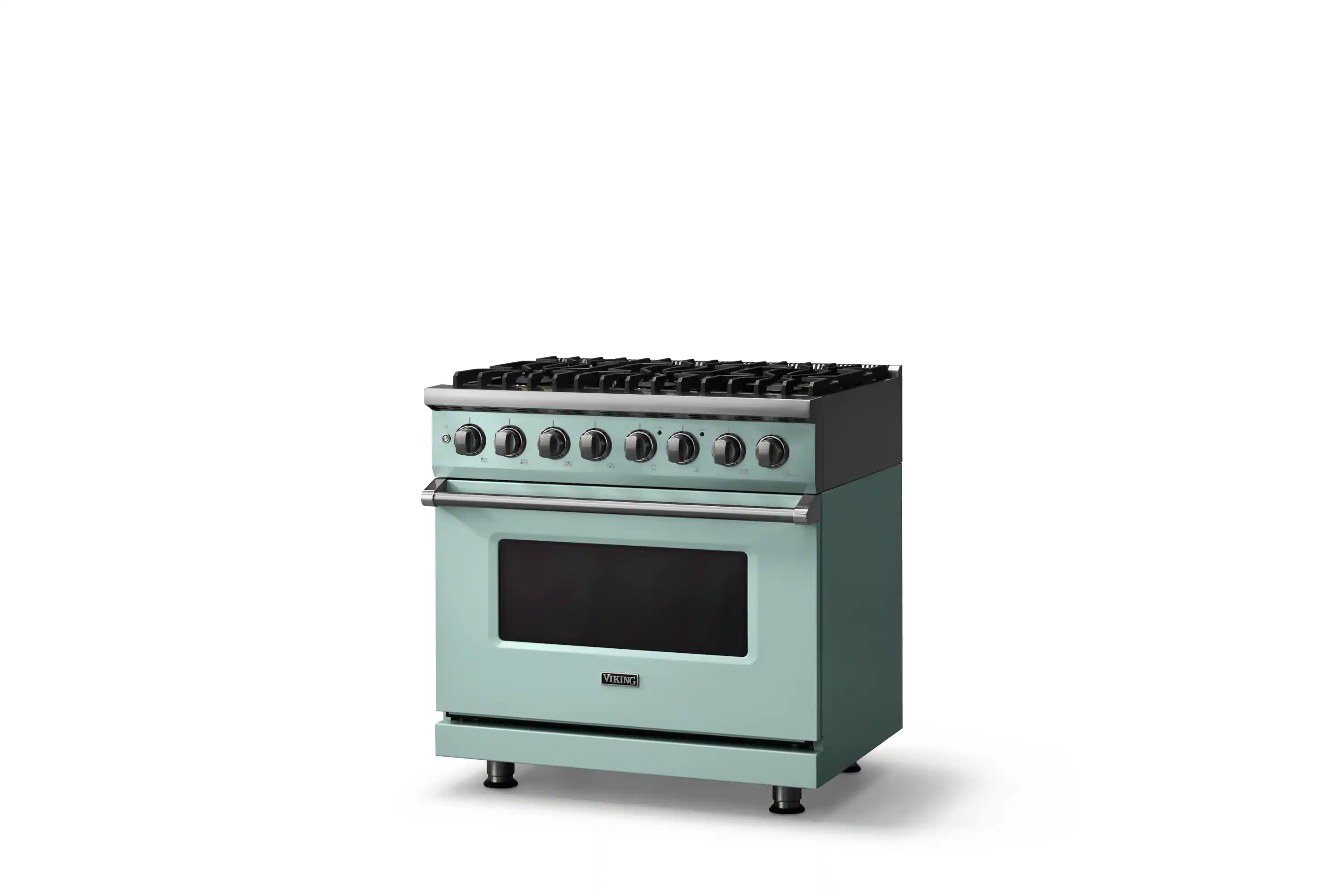 Angle. Viking - 36 in. Wide 6 Burner Pro5S 5.6 Cu. Ft. Freestanding Sealed Dual Fuel Convection LP Range - Splash - Splash.