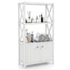 Front. Costway - Costway Bathroom Storage Cabinet with Open Shelves & Double Doors Modern Storage Organizer White - White.