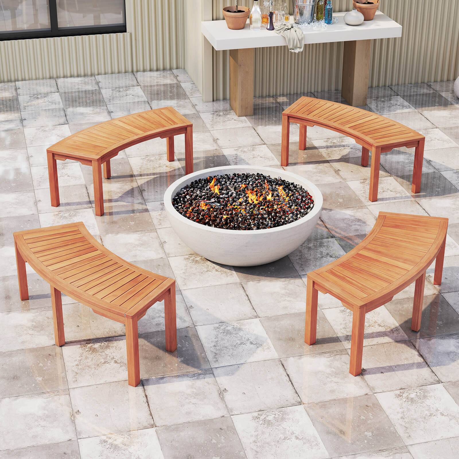 Alt View 5. Costway - Costway 2 PCS Outdoor Curved Bench with Slatted Seat Wrap Around Tree Bench 2-Person Seating - Natural.