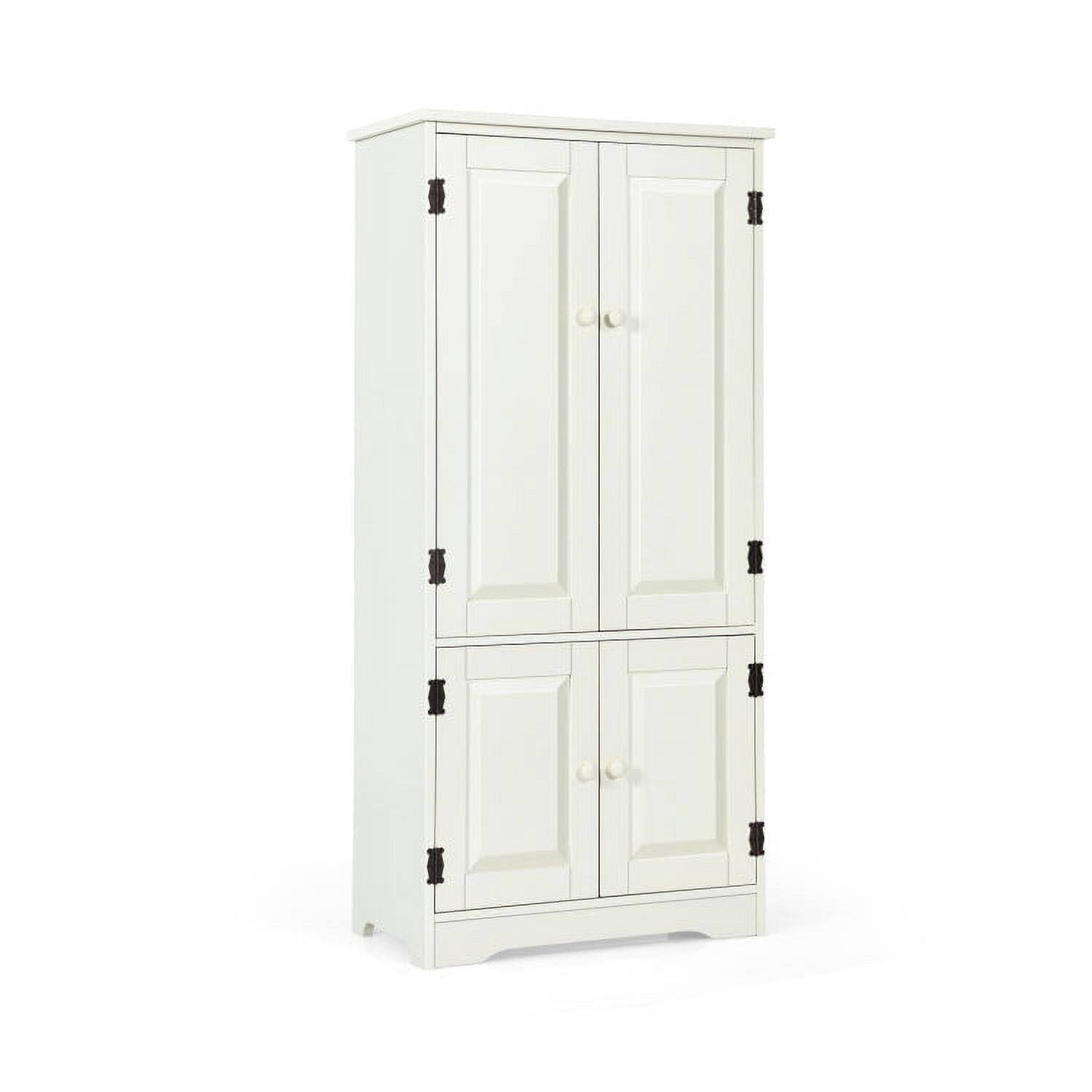 Alt View 1. Pefilos - 49" Accent Floor Storage Cabinet, 2-Door Bathroom Cabinet, Pantry Cabinet with Adjustable Shelves, White - White.