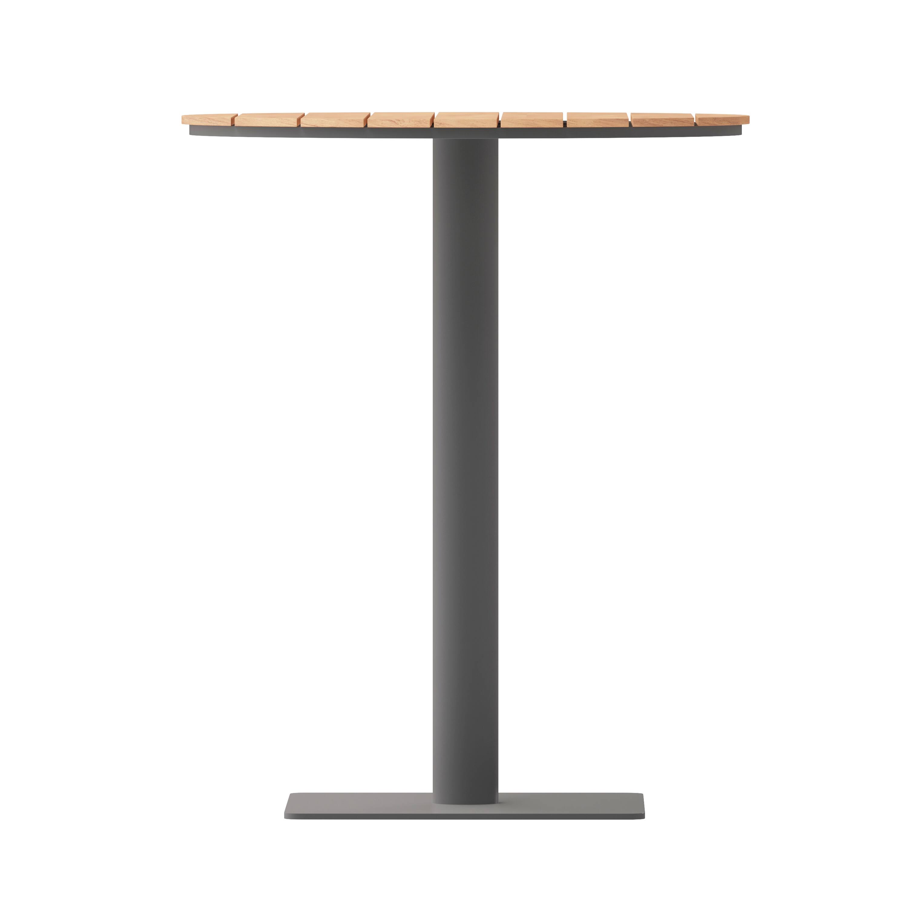 Angle. Flash Furniture - Finch Commercial Grade Round 24" Table with Faux Teak Poly Slats and Steel Frame, Natural/Gray - Natural.