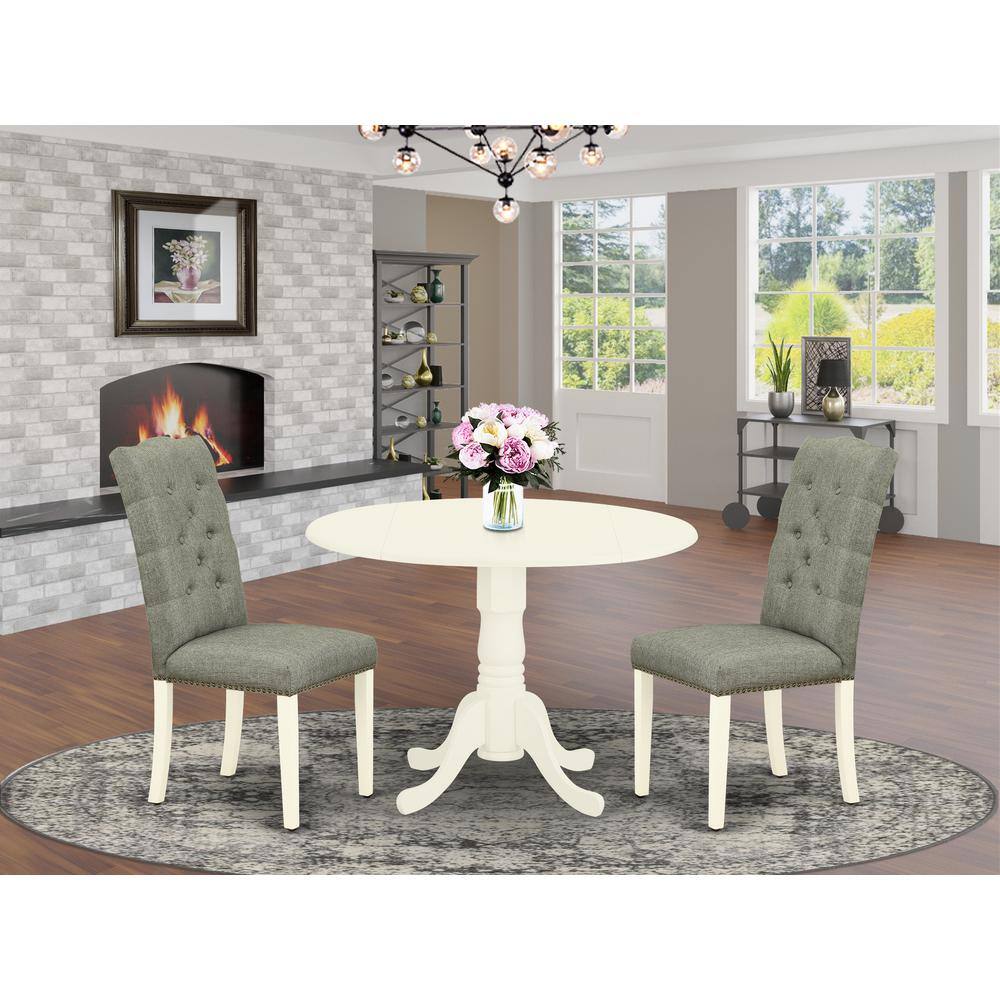 Left. East West Furniture - Dining Room Set Linen White - Brown.