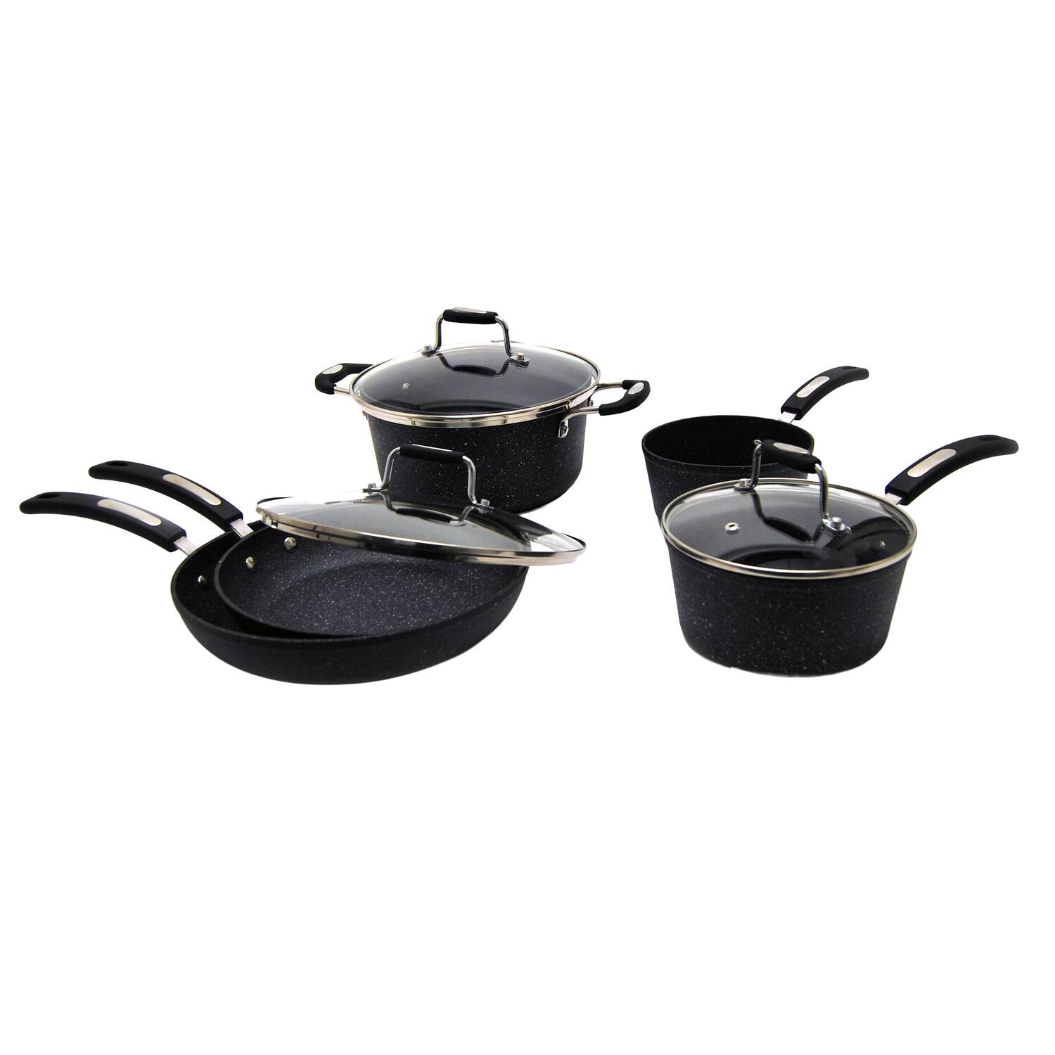 Alt View 4. THE ROCK by Starfrit - 8-Piece Terra Collection Nonstick Cookware Set with Bakelite Handles - Black.