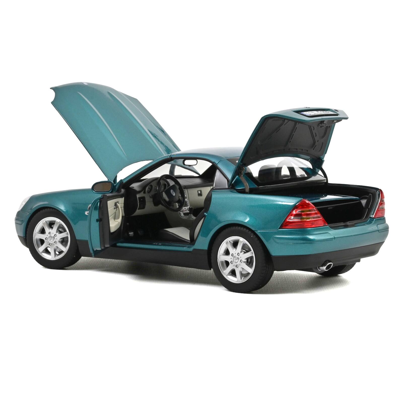Alt View 2. Norev - 1996 Mercedes-Benz SLK Convertible Vivianit Green Metallic 1/18 Diecast Model Car by Norev.