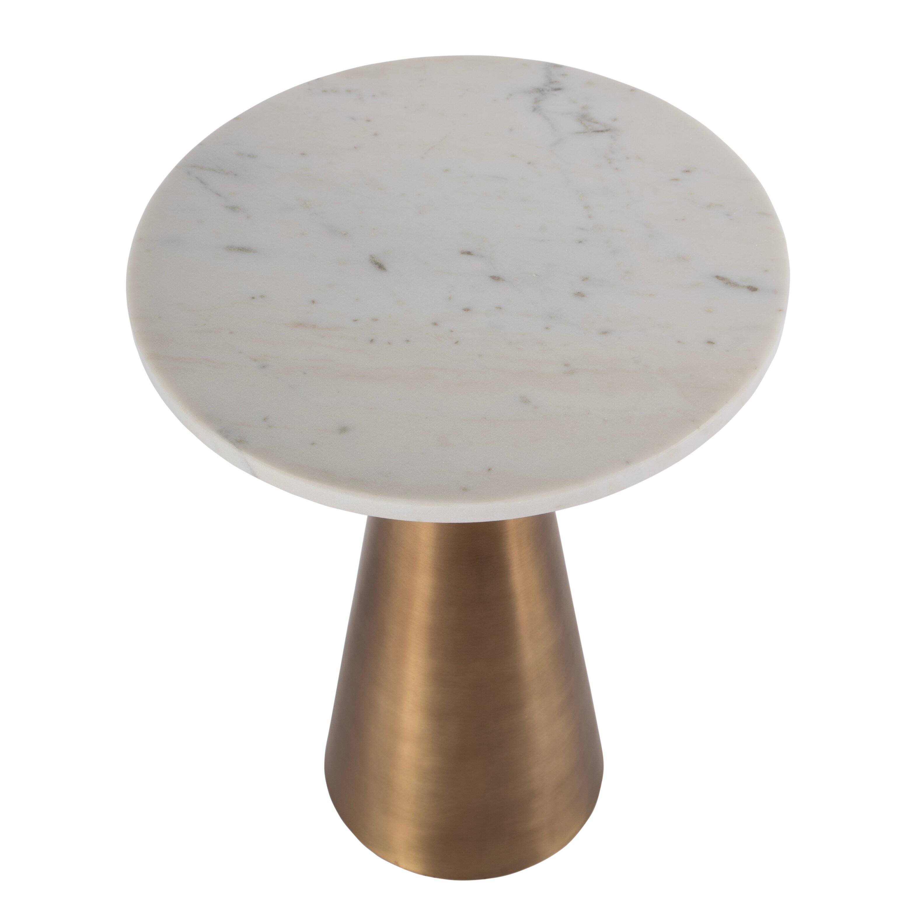 Alt View 1. Butler Specialty - Hallie 15 in. W Round Marble and Metal Side Table - Antique Gold.