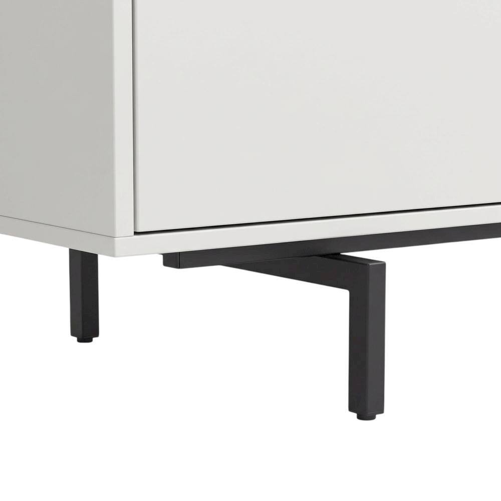 Alt View 2. FurniFact - White Laminate TV Console with 3 Doors in Modern Industrial Style - White.