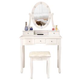 Winado - Makeup Dressing Table Vanity Set with Mirror 10 Led Lights,Detachable Mirror into Wood Writing Desk for Girls Xmas Gifts - White