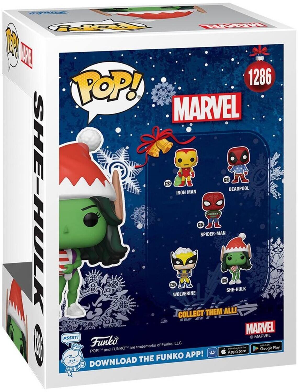 POP! MARVEL SHE-HULK 1286 IRON MAN 1282 DEADPOOL 1283 SPIDER-MAN 1284 WOLVERINE 1285 COLLECT THEM ALL! PSSST! MARVEL I Funko trademarks of Funko, LLC and FUNKO are trademarks of Funko, LLC and FUNKO. DOWNLOAD THE FUNKO APP! POP! App Store Google Play