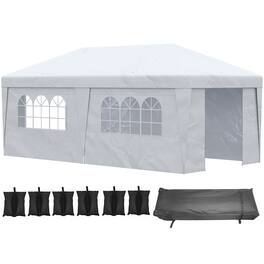 Outsunny - 10' x 19.5' Pop Up Canopy Tent with Sidewalls, UPF 30+ Height Adjustable Large Party Tent Event Shelter - White